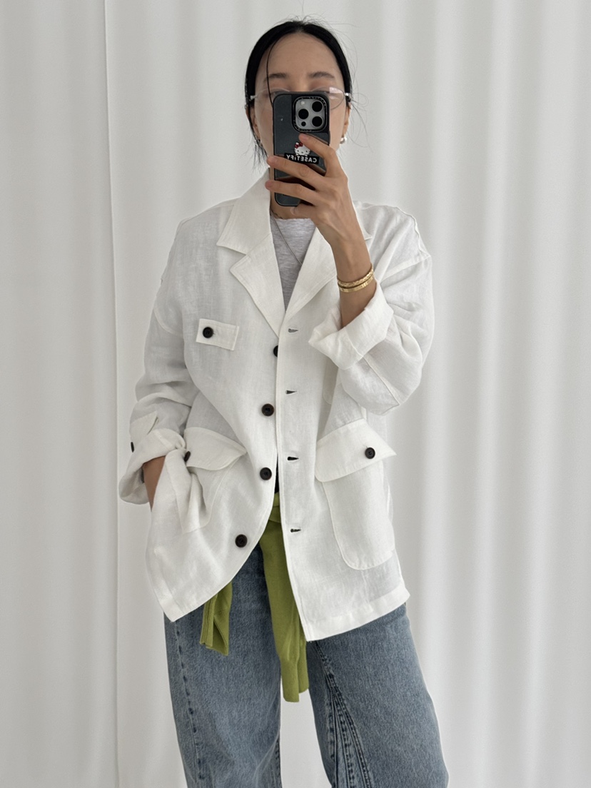 KARE/WEREPIECE韓國代購女裝新款人氣25春夏熱賣夾克口袋亞麻KARE/WEREPIECE夾克