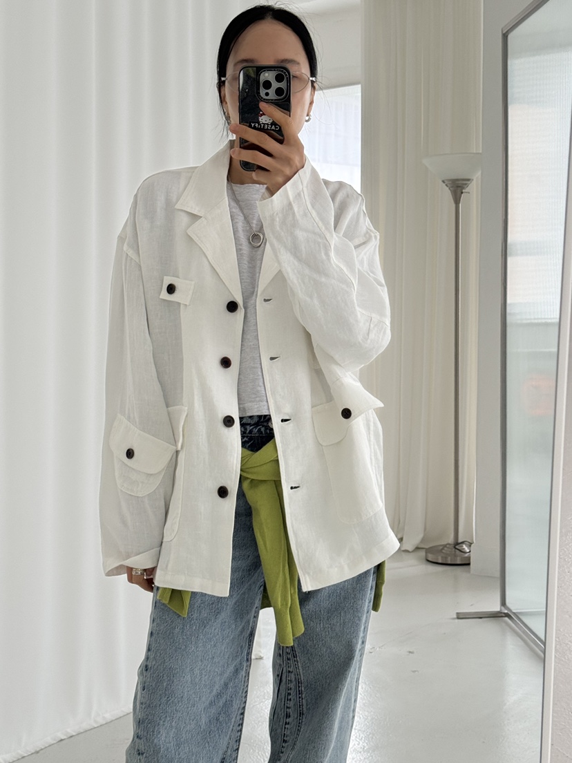 KARE/WEREPIECE韓國代購女裝新款人氣25春夏熱賣夾克口袋亞麻KARE/WEREPIECE夾克