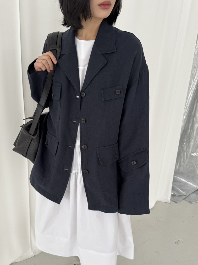 KARE/WEREPIECE韓國代購女裝新款人氣25春夏熱賣夾克口袋亞麻KARE/WEREPIECE夾克