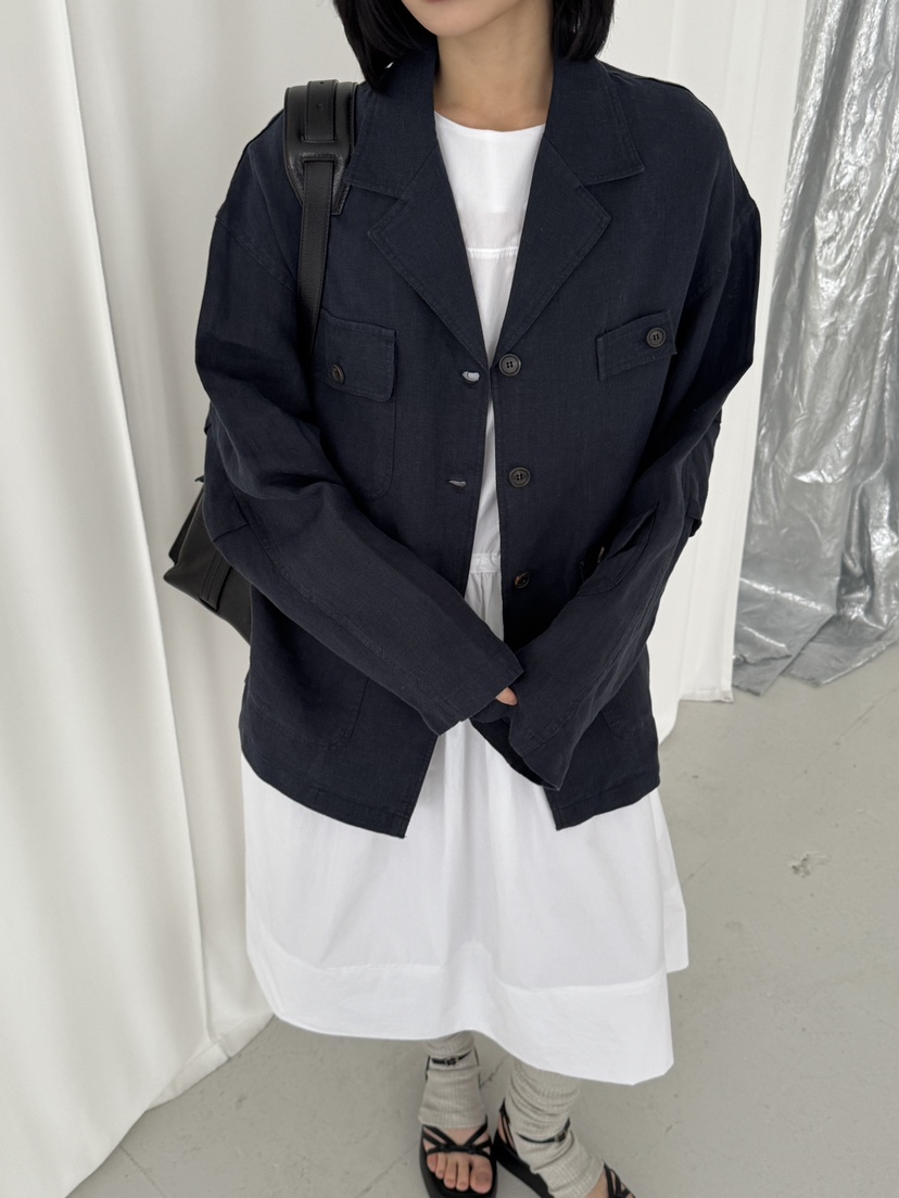 KARE/WEREPIECE韓國代購女裝新款人氣25春夏熱賣夾克口袋亞麻KARE/WEREPIECE夾克