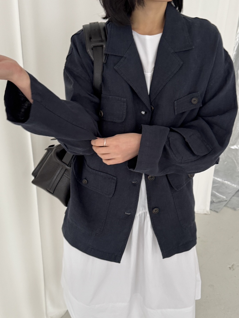 KARE/WEREPIECE韓國代購女裝新款人氣25春夏熱賣夾克口袋亞麻KARE/WEREPIECE夾克