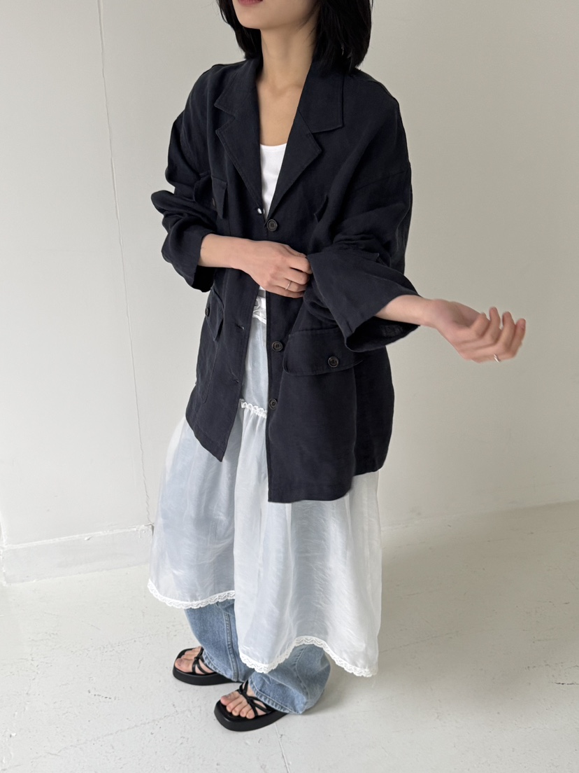 KARE/WEREPIECE韓國代購女裝新款人氣25春夏熱賣夾克口袋亞麻KARE/WEREPIECE夾克