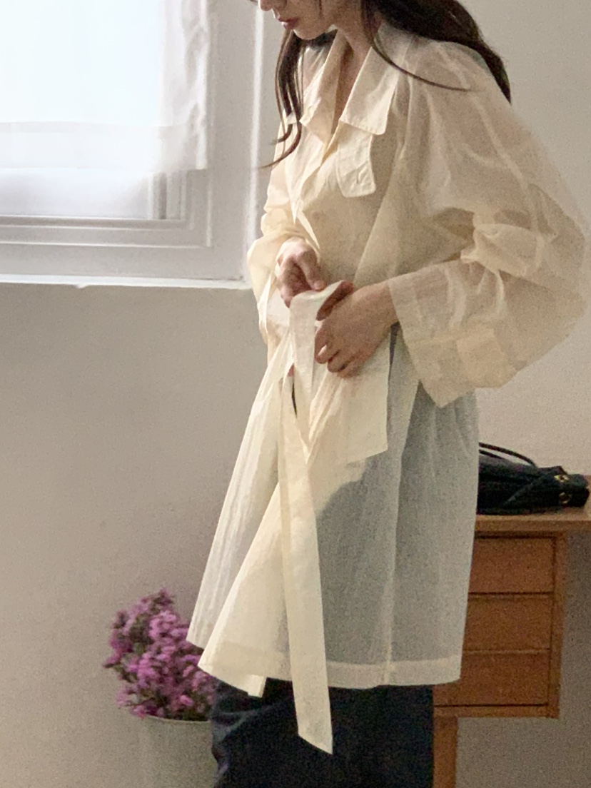 NOTICE東大門實拍女士新品職業推薦人氣時尚長款風衣含腰帶NOTICE長款風衣