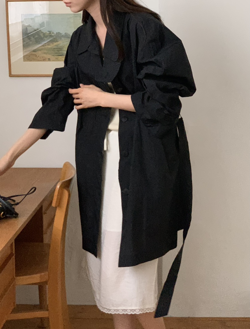 NOTICE東大門實拍女士新品職業推薦人氣時尚長款風衣含腰帶NOTICE長款風衣