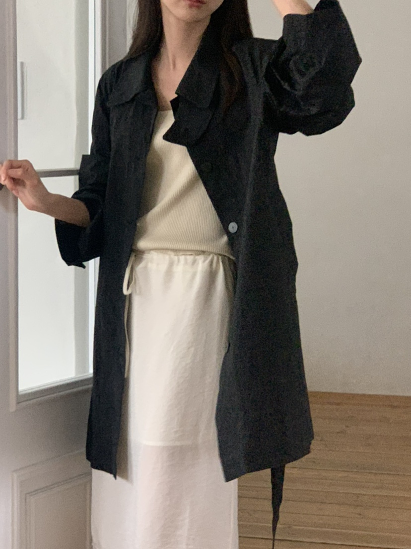 NOTICE東大門實拍女士新品職業推薦人氣時尚長款風衣含腰帶NOTICE長款風衣