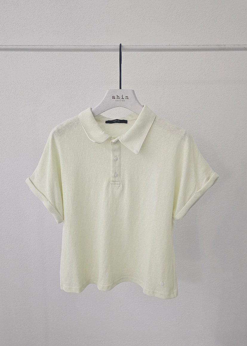 NEOUL韓國直郵女裝新品人氣25春夏熱賣休閑時尚真品推薦T恤NEOUL/ahin雙領標簽T恤