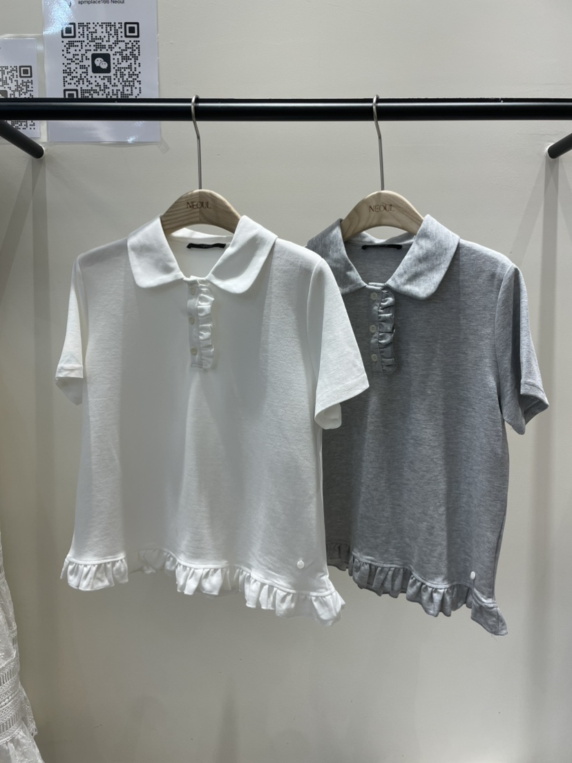 NEOUL韓國代購女裝新品推薦25春夏熱賣休閑真品時尚職業T恤NEOUL/ahin雙領標簽T恤