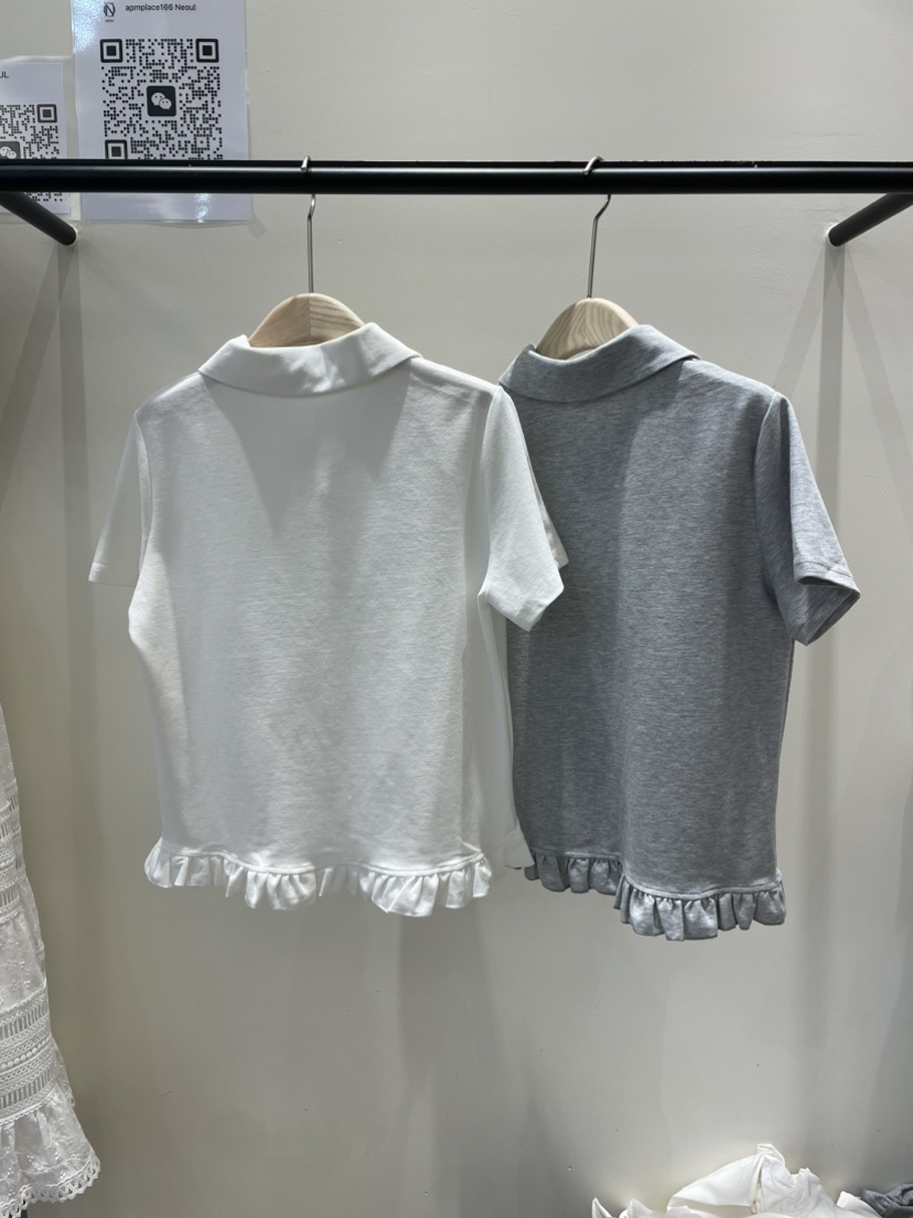 NEOUL韓國代購女裝新品推薦25春夏熱賣休閑真品時尚職業T恤NEOUL/ahin雙領標簽T恤