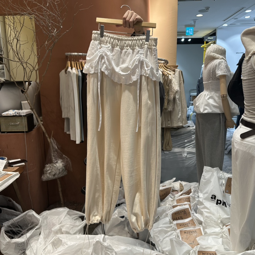 MIENNE韓國㊣直郵東大門代購女裝新款推薦休閑褲斜紋布蕾絲MIENNE休閑褲圖色5