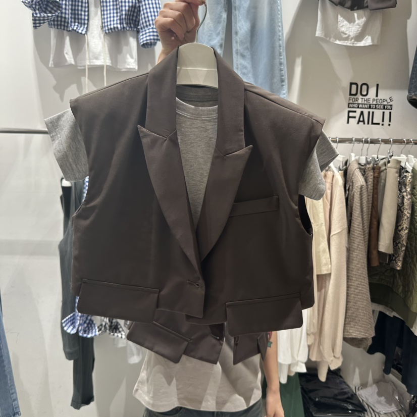 ZIPPER韓國㊣直郵東大門代購女裝新品休閑馬甲不含內搭短款ZIPPER馬甲