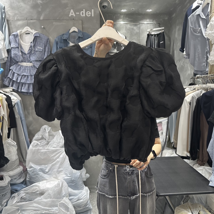 A-DEL韓國直郵㊣女裝新款25春夏推薦熱賣人氣襯衫蕾絲衫絨A-DEL襯衫/蕾絲衫圖色2