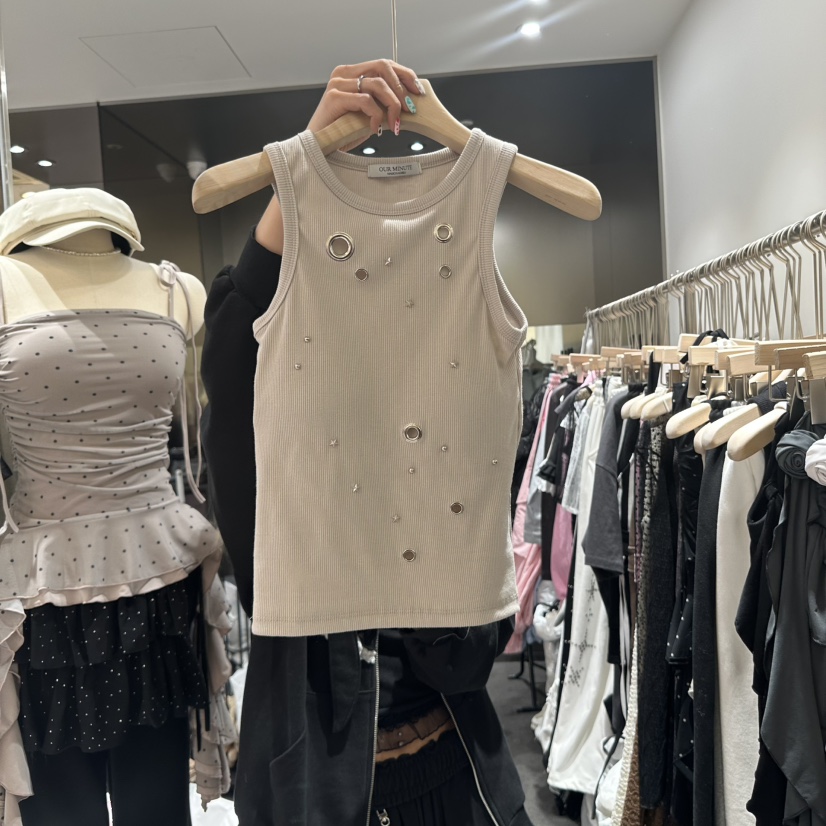 OUR MINUTE直郵韓國代購㊣女裝新品休閑25春夏時尚吊帶背心OUR MINUTE吊帶/背心圖色2