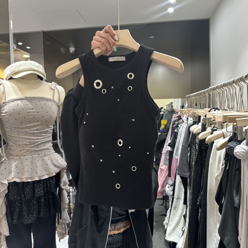 OUR MINUTE直郵韓國代購㊣女裝新品休閑25春夏時尚吊帶背心OUR MINUTE吊帶/背心圖色3