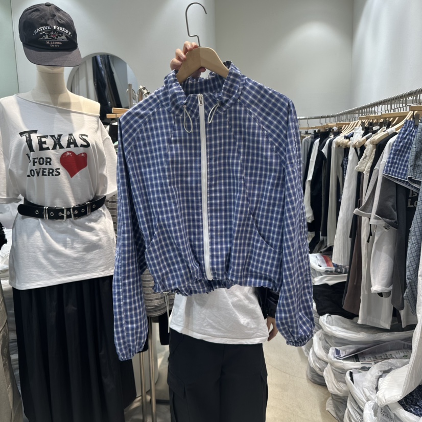 W.FATAL韓國直郵㊣東大門實拍女裝新品時尚25春夏夾克拉鏈格紋W.FATAL夾克圖色2