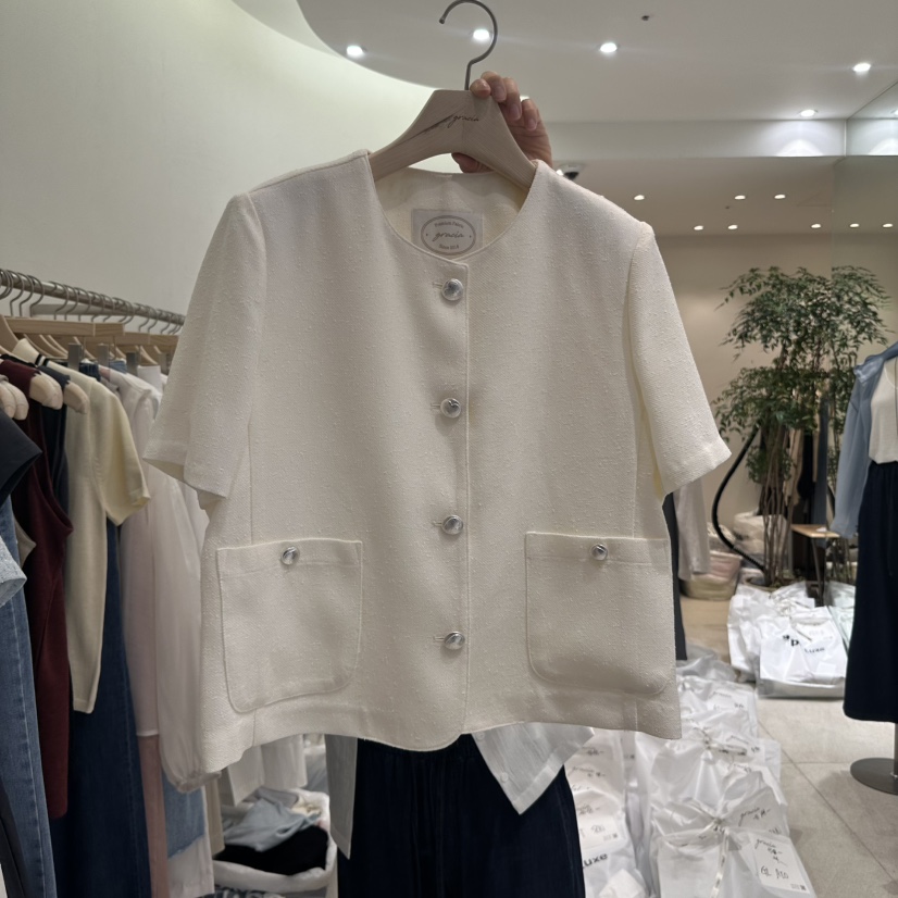 GRACIA直郵韓國代購㊣女裝新品時尚熱賣推薦休閑夾克粗花呢GRACIA夾克