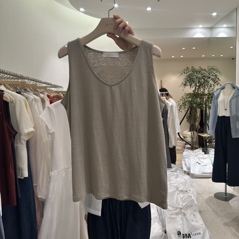 GRACIA韓國㊣直郵東大門代購女裝新品熱賣休閑吊帶背心亞麻GRACIA吊帶/背心圖色2