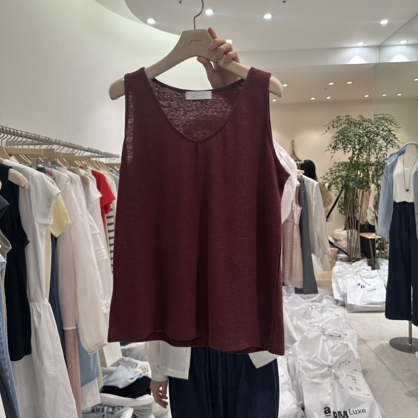 GRACIA韓國㊣直郵東大門代購女裝新品熱賣休閑吊帶背心亞麻GRACIA吊帶/背心圖色3