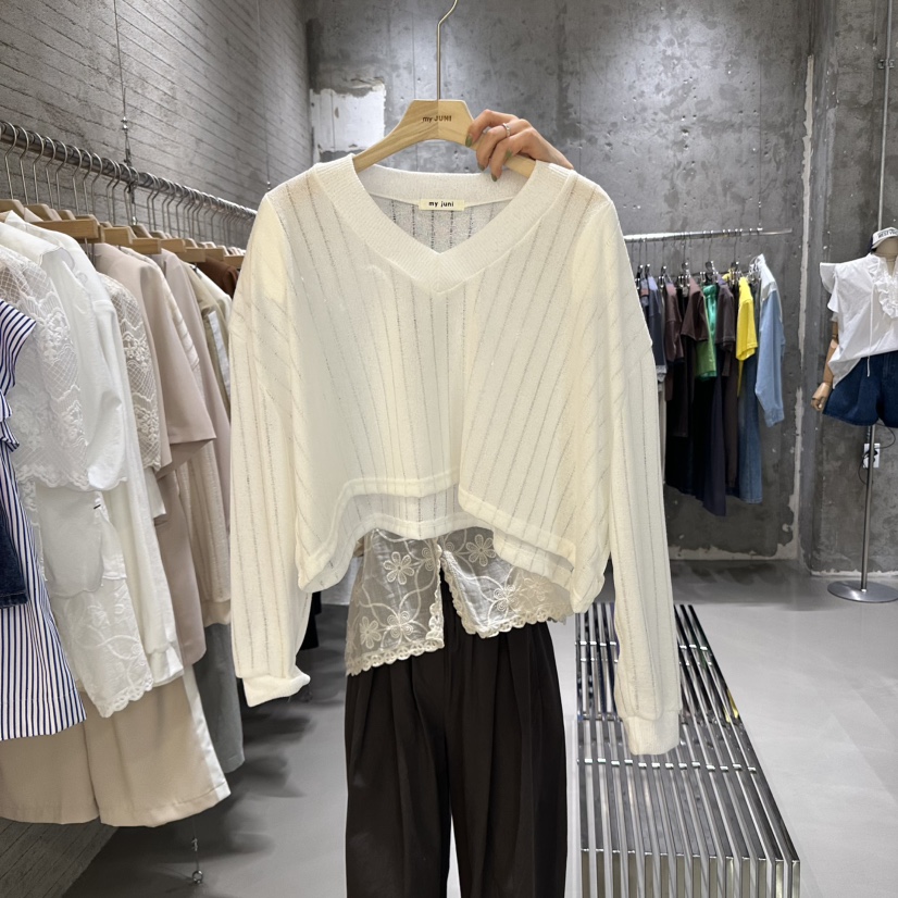 JUNI韓國㊣直郵東大門代購女裝新品推薦休閑25春夏時尚針織衫my juni針織衫圖色1