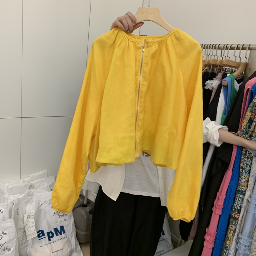 DOHWAJI韓國㊣直郵東大門代購女裝新品時尚休閑推薦夾克亞麻DOHWAJI夾克圖色4