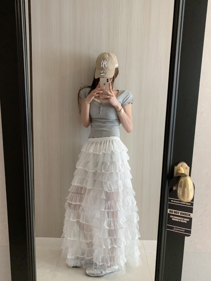 VIRKIN韓國直郵㊣東大門實拍女裝新款25春夏半身裙中短裙不含腰帶VIRKIN半身裙/中短裙