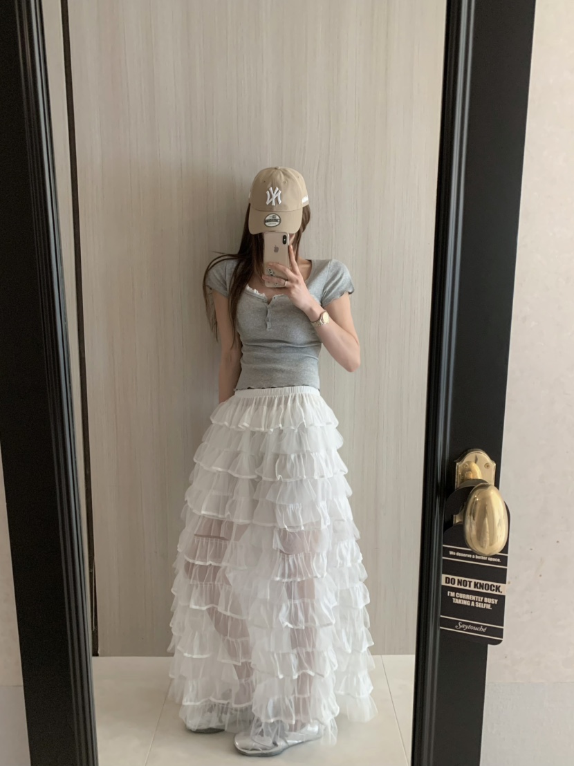 VIRKIN韓國直郵㊣東大門實拍女裝新款25春夏半身裙中短裙不含腰帶VIRKIN半身裙/中短裙