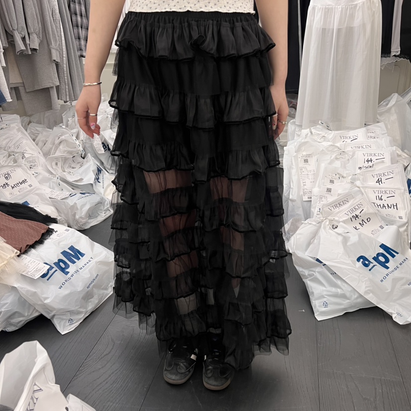 VIRKIN韓國直郵㊣東大門實拍女裝新款25春夏半身裙中短裙不含腰帶VIRKIN半身裙/中短裙圖色2