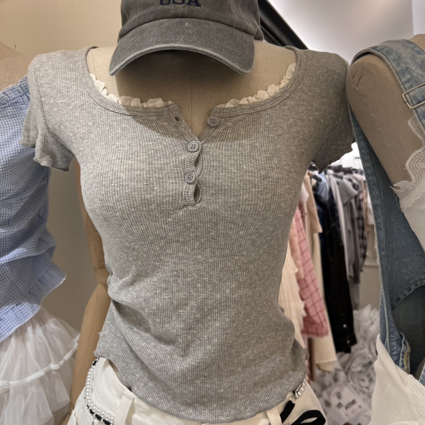 VIRKIN韓國㊣直郵東大門代購女裝新品25春夏人氣休閑時尚T恤VIRKINT恤圖色3
