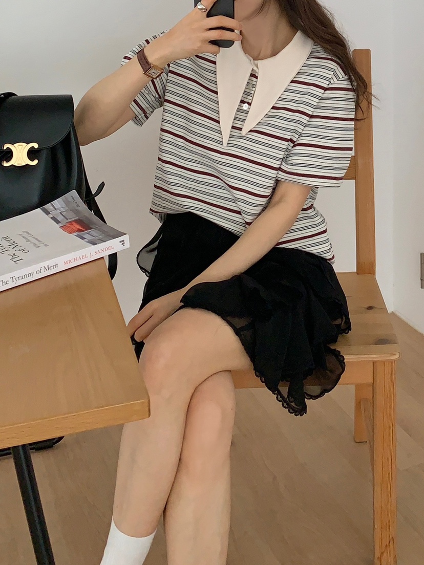 ROU.TINE韓國直郵㊣東大門實拍女裝新品休閑人氣時尚25春夏T恤ROU.TINET恤