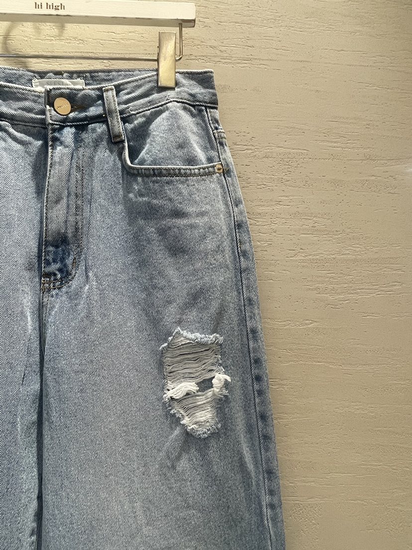 HI HIGH韓國㊣直郵東大門代購女裝新品時尚休閑人氣牛仔褲SEESTAR/hi high牛仔褲