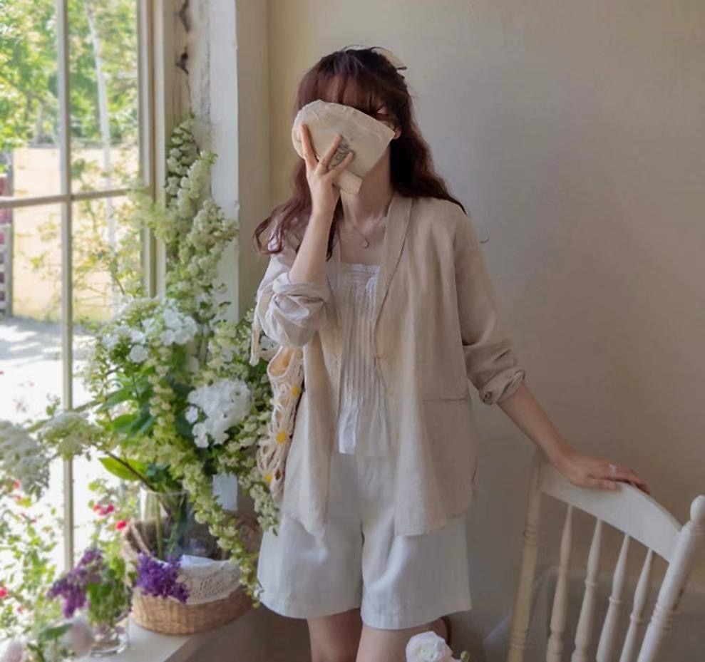 MU 뮤-T韓國直郵女士新款休閑職業熱賣推薦25春夏夾克亞麻開衫MU 뮤-T夾克