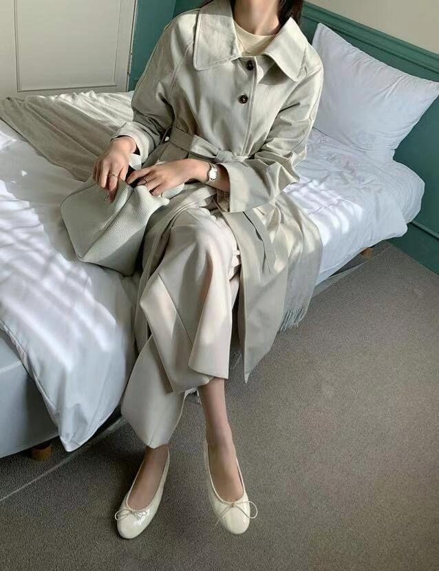 MU 뮤-T東大門直郵女士新品時尚熱賣人氣長款風衣含腰帶斗篷MU 뮤-T長款風衣圖色2
