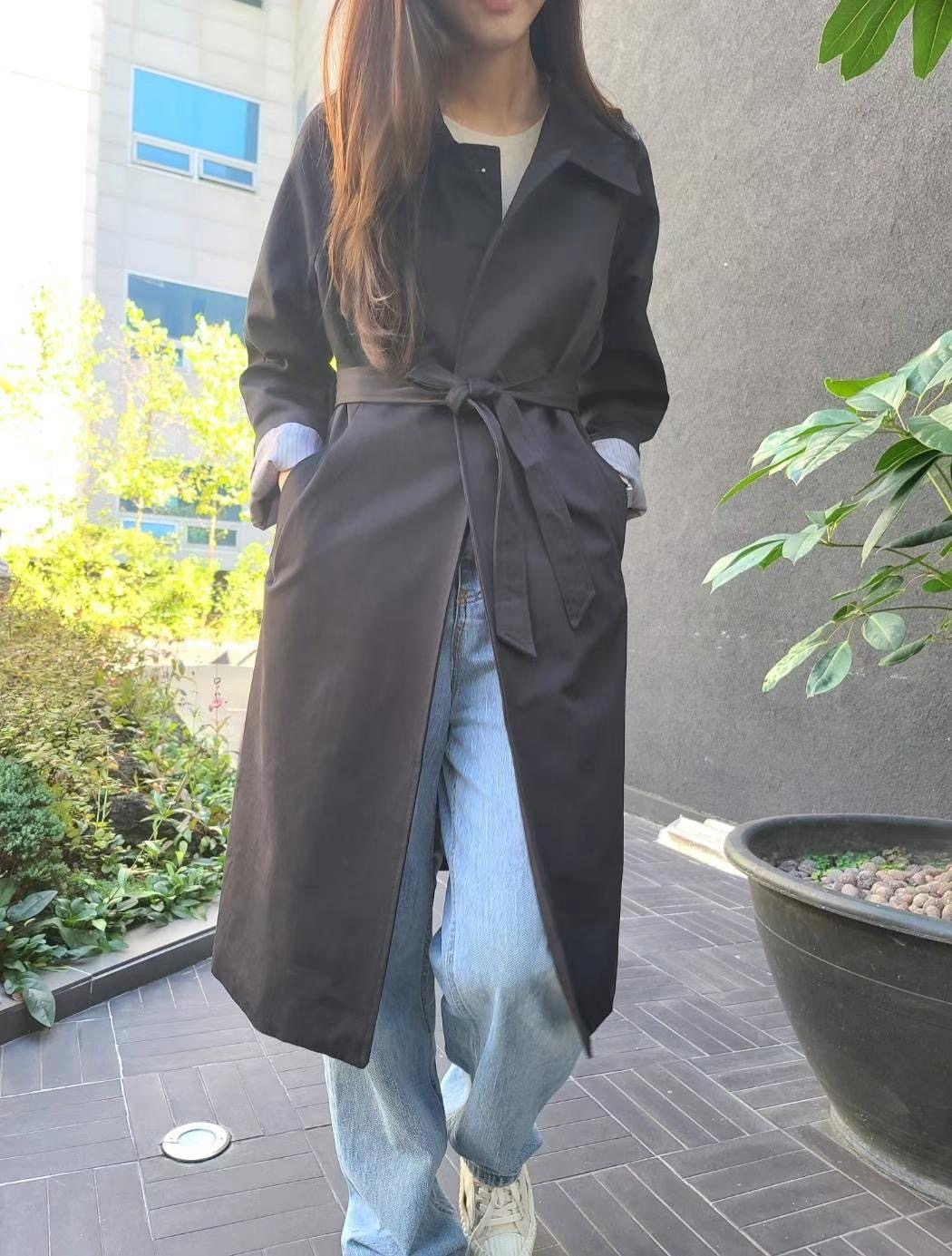 MU 뮤-T東大門直郵女士新品時尚熱賣人氣長款風衣含腰帶斗篷MU 뮤-T長款風衣圖色3