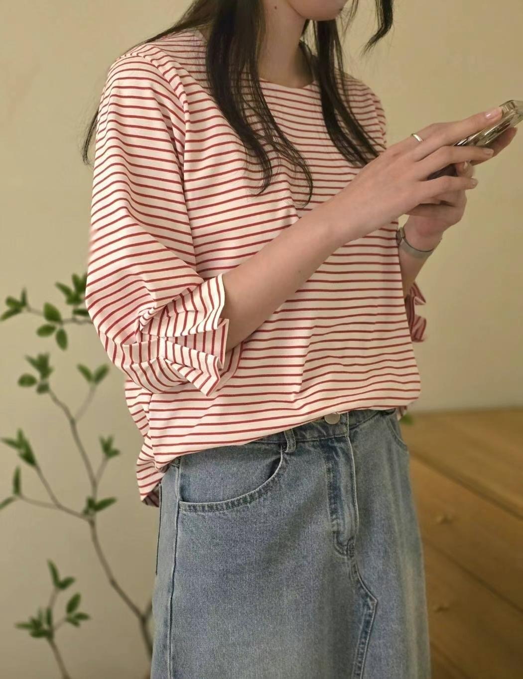 MU 뮤-T韓國代購女士新品熱賣休閑職業時尚真品25春夏長袖T恤MU 뮤-T長袖T恤