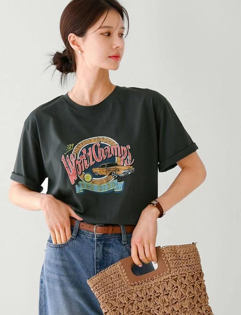MU 뮤-T韓國代購女裝新品25春夏真品熱賣職業休閑人氣T恤MU 뮤-TT恤圖色2