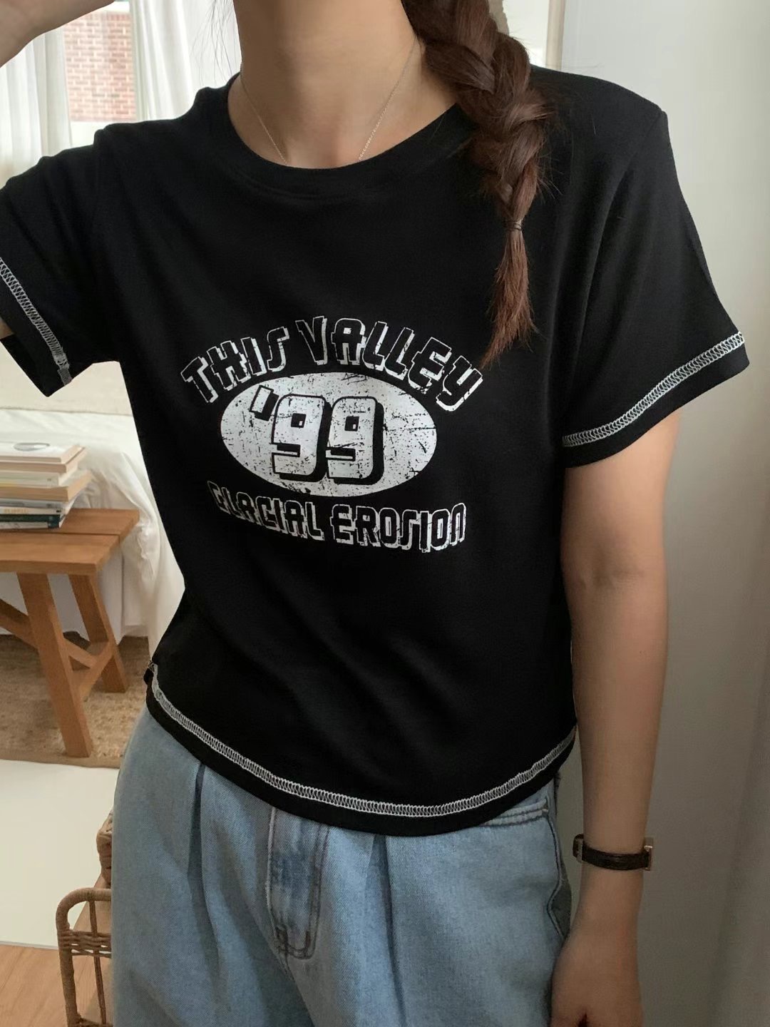 TDOUBLEJ東大門實拍女士新品真品職業推薦休閑25春夏時尚T恤TDOUBLEJT恤圖色4