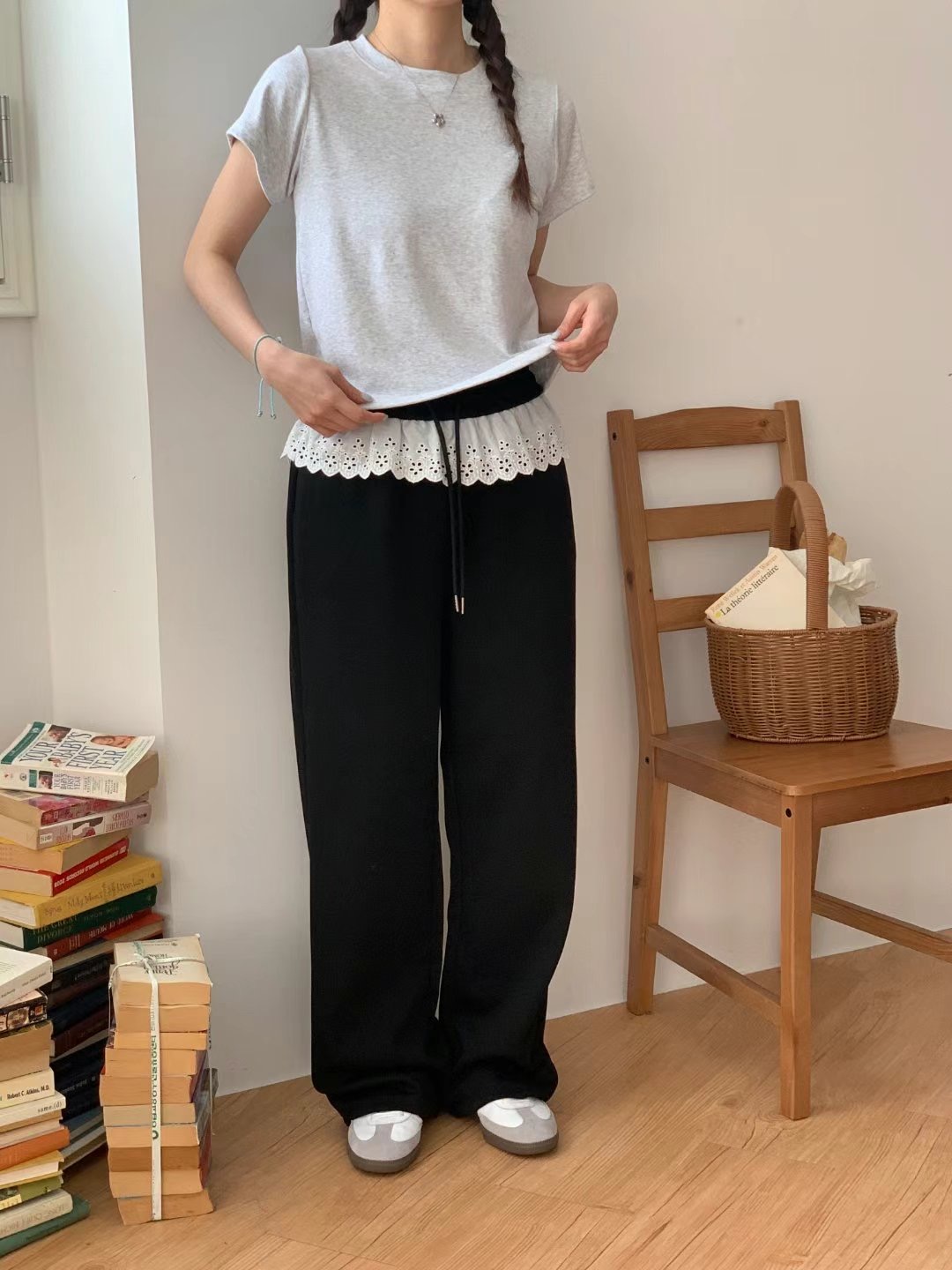 TDOUBLEJ韓國代購女裝新品熱賣職業真品時尚推薦休閑褲蕾絲TDOUBLEJ休閑褲
