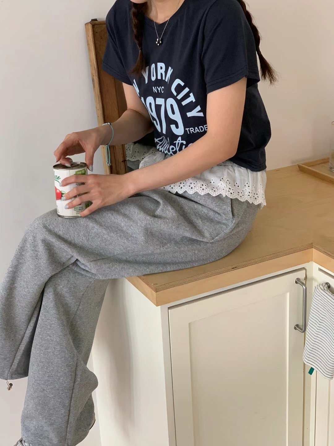 TDOUBLEJ韓國代購女裝新品熱賣職業真品時尚推薦休閑褲蕾絲TDOUBLEJ休閑褲