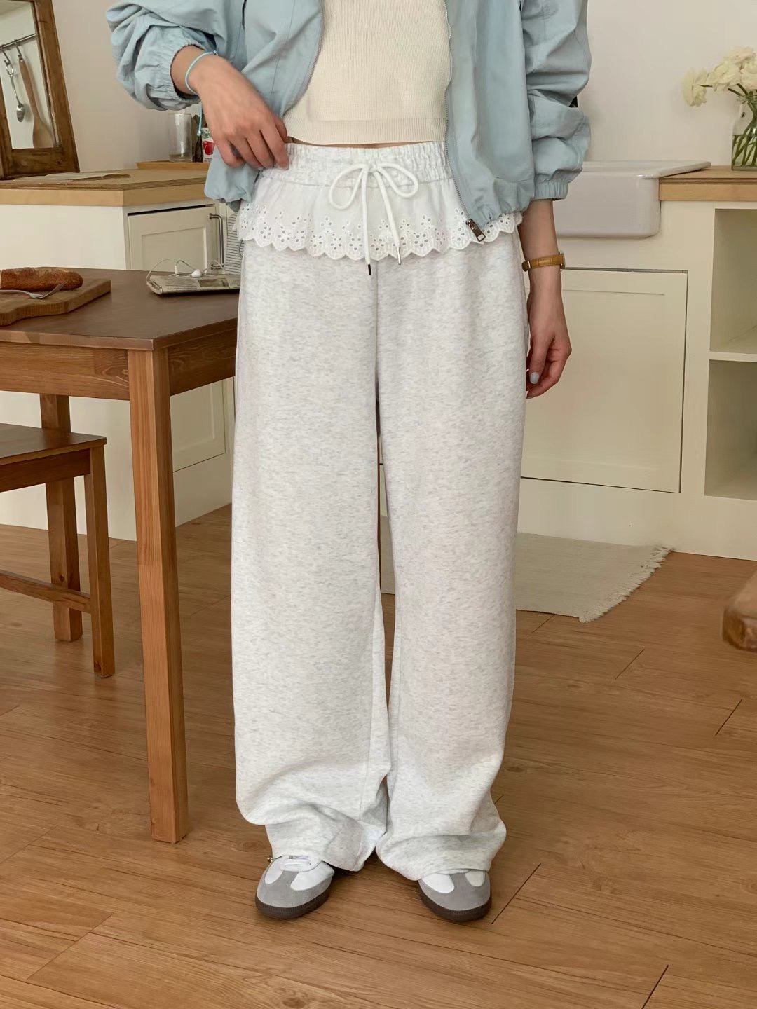 TDOUBLEJ韓國代購女裝新品熱賣職業真品時尚推薦休閑褲蕾絲TDOUBLEJ休閑褲
