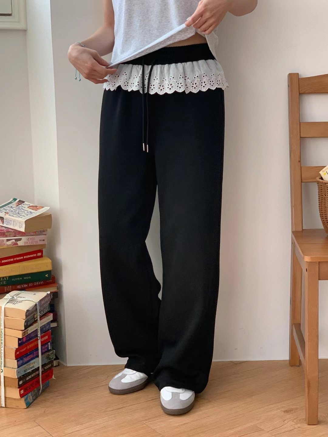 TDOUBLEJ韓國代購女裝新品熱賣職業真品時尚推薦休閑褲蕾絲TDOUBLEJ休閑褲圖色3
