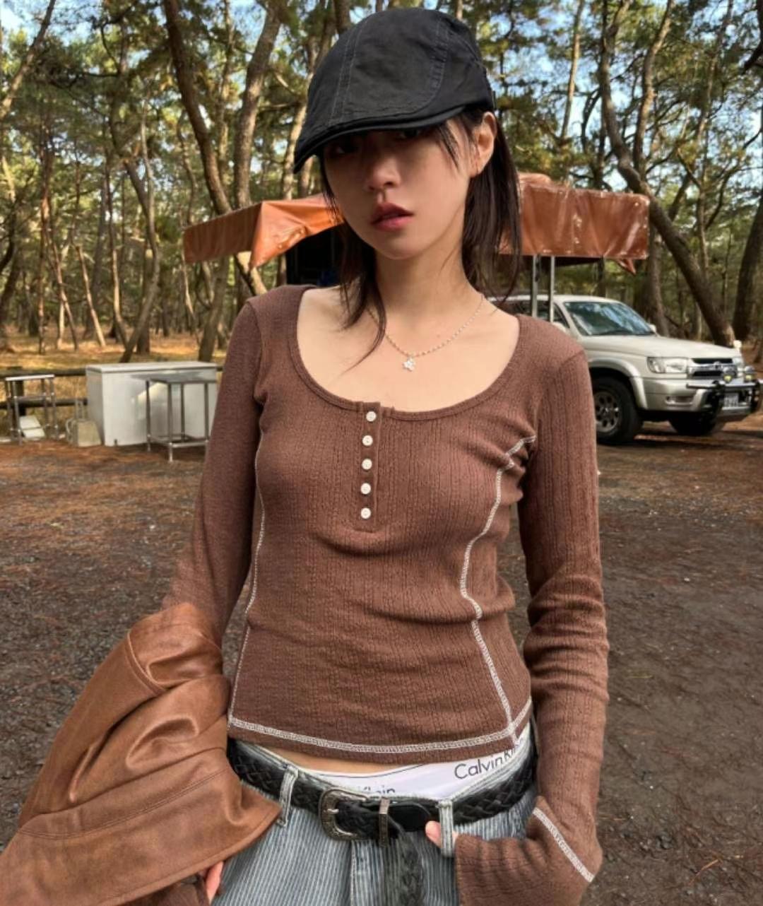 STREET東大門實拍女裝新款休閑職業時尚25春夏熱賣推薦長袖T恤STREET長袖T恤
