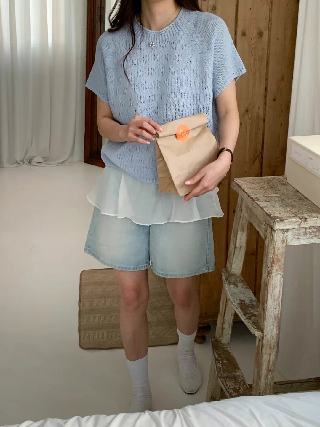 TDOUBLEJ韓國代購女士新品時尚真品熱賣25春夏人氣休閑針織衫TDOUBLEJ針織衫