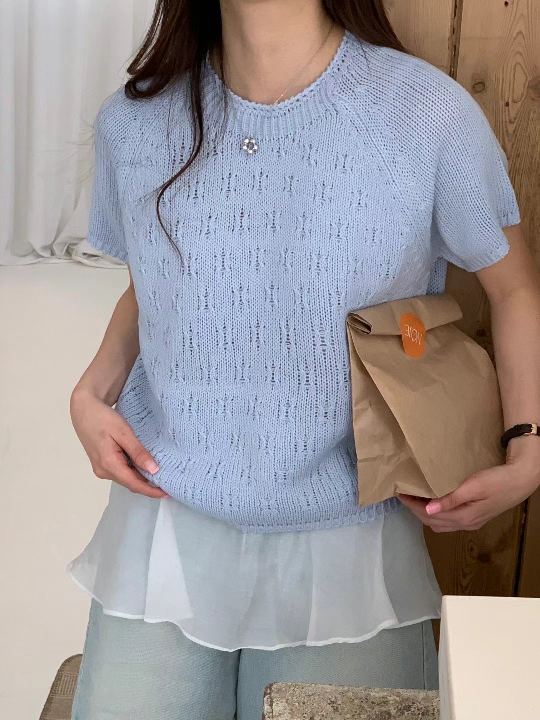 TDOUBLEJ韓國代購女士新品時尚真品熱賣25春夏人氣休閑針織衫TDOUBLEJ針織衫圖色4