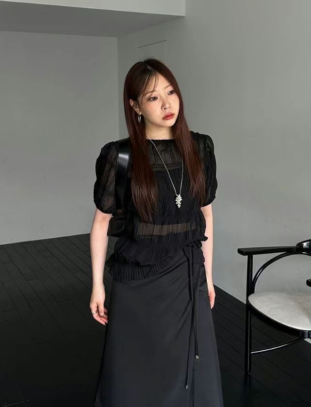 BAGUETTE-OT韓國直郵女士新款職業休閑25春夏人氣襯衫蕾絲衫BAGUETTE-OT襯衫/蕾絲衫圖色2