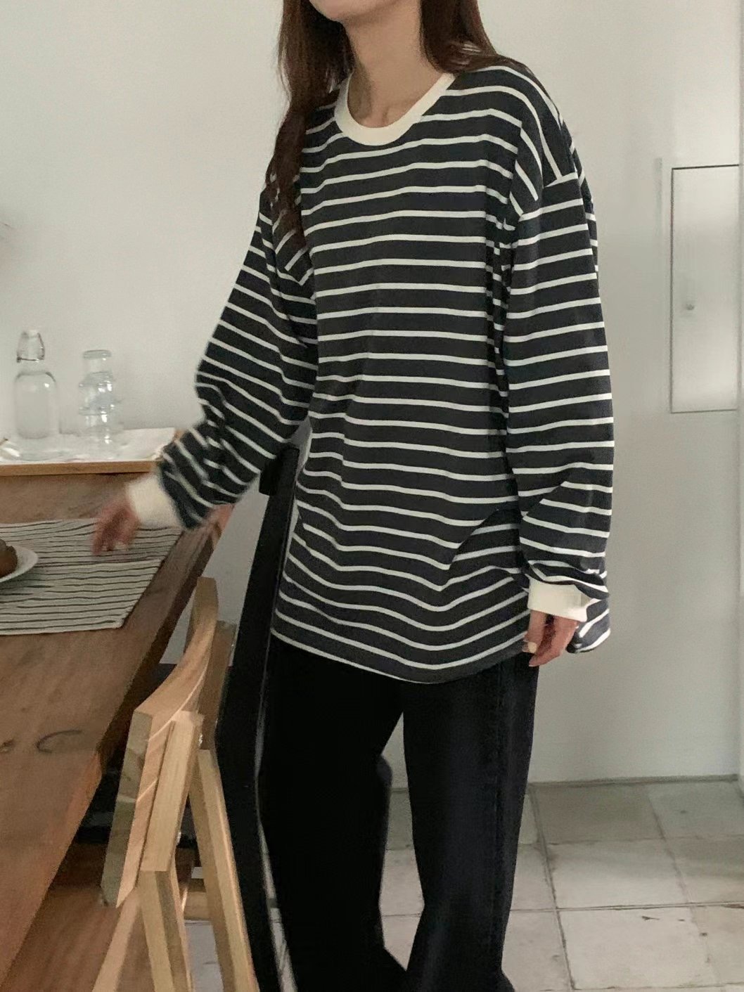 TDOUBLEJ韓國代購女裝新品熱賣人氣推薦時尚真品休閑長袖T恤TDOUBLEJ長袖T恤圖色2