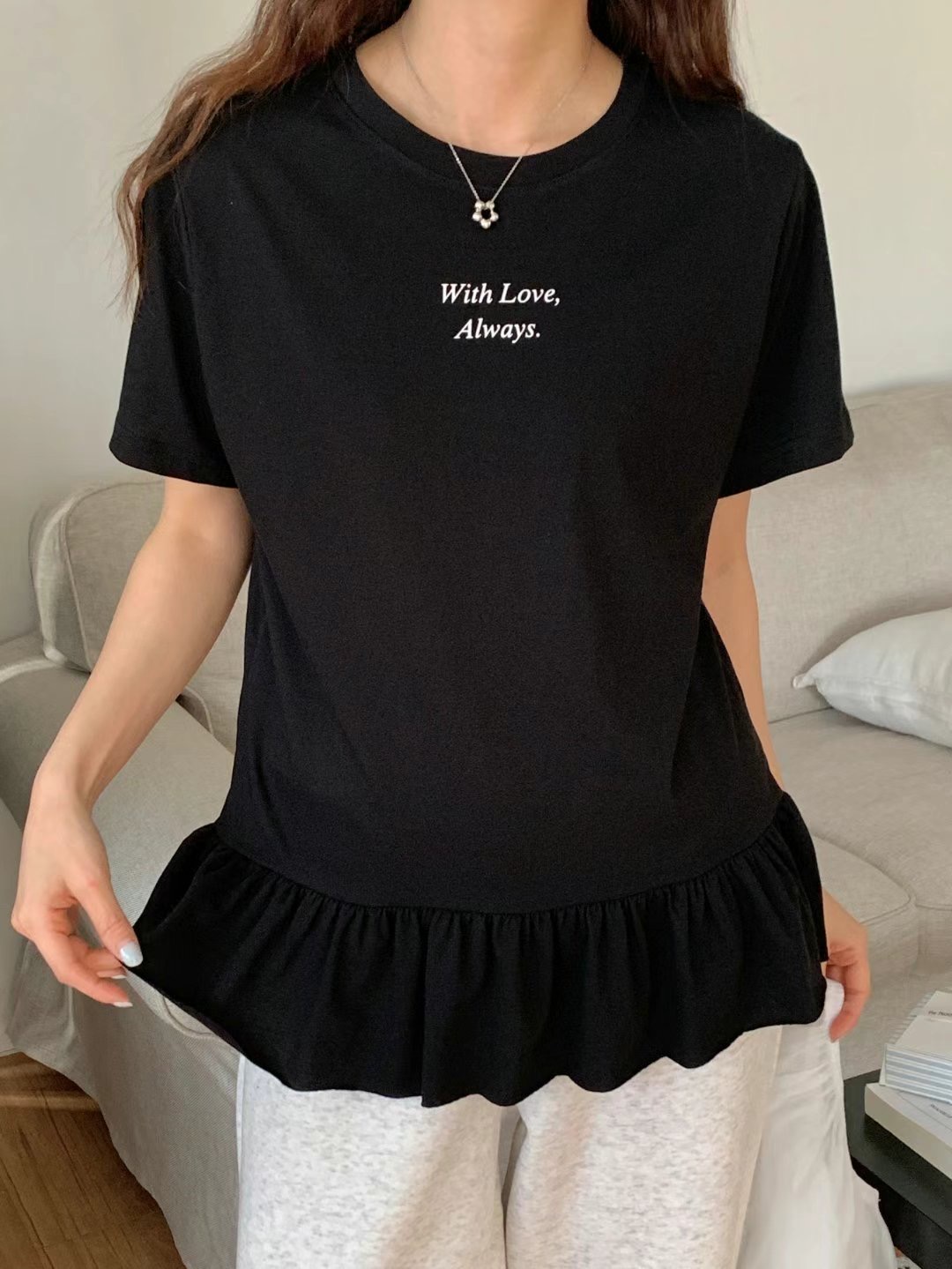 TDOUBLEJ東大門直郵女裝新款職業熱賣推薦真品人氣T恤荷葉邊TDOUBLEJT恤圖色5