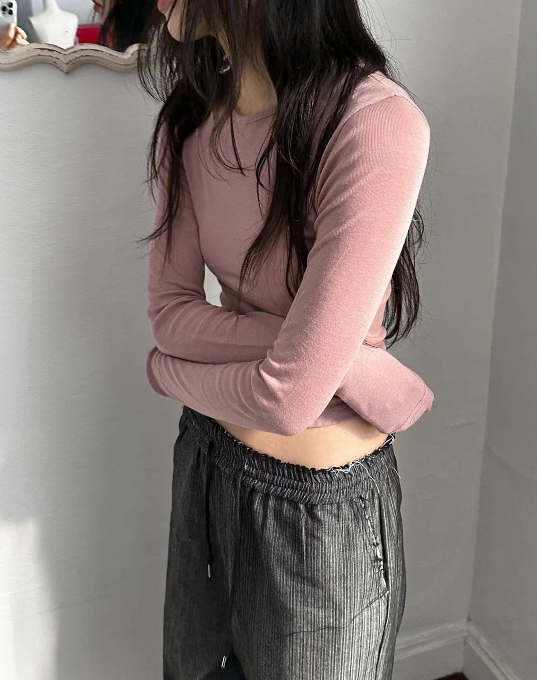 STREET韓國代購女裝新款休閑真品25春夏人氣長袖T恤天絲柔軟STREET長袖T恤