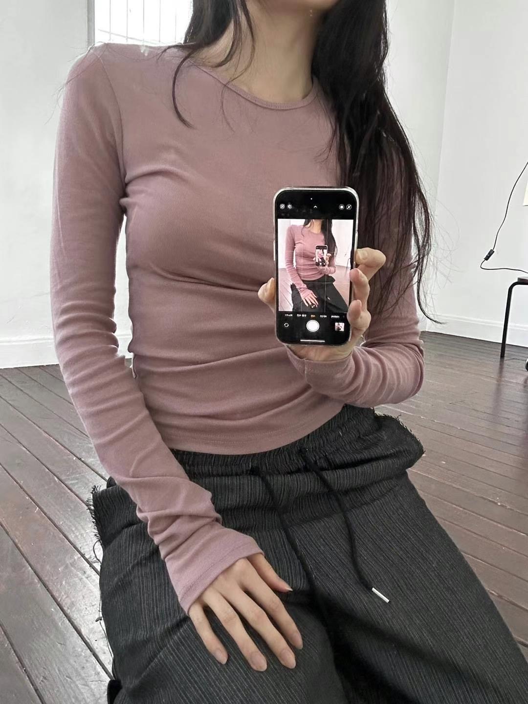 STREET韓國代購女裝新款休閑真品25春夏人氣長袖T恤天絲柔軟STREET長袖T恤圖色3