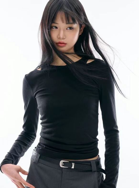BAGUETTE-OT韓國直郵女裝新款推薦休閑25春夏職業時尚長袖T恤BAGUETTE-OT長袖T恤