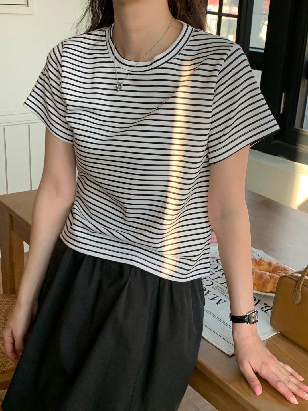 TDOUBLEJ韓國代購女裝新品人氣休閑熱賣25春夏時尚職業真品T恤TDOUBLEJT恤圖色2