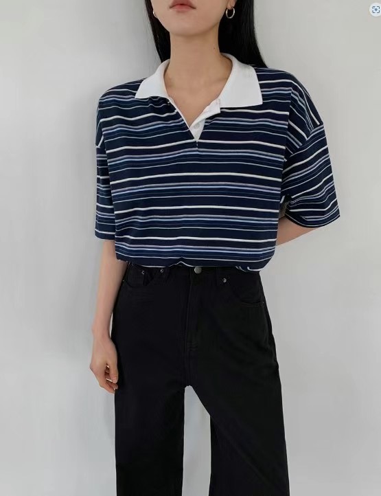 라떼東大門實拍女士新款25春夏休閑推薦職業時尚人氣真品T恤Latte_T恤